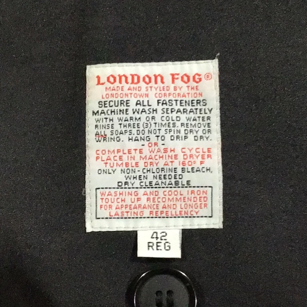 London Fog Mens Black Lined Trench Coat Size 42 Regular - Picture 9 of 11